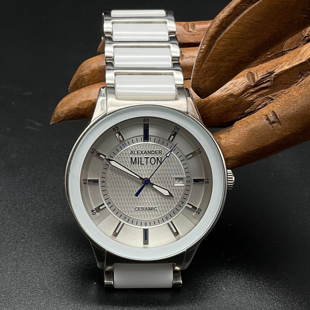 Silber-weiße Alexander Milton Uhr