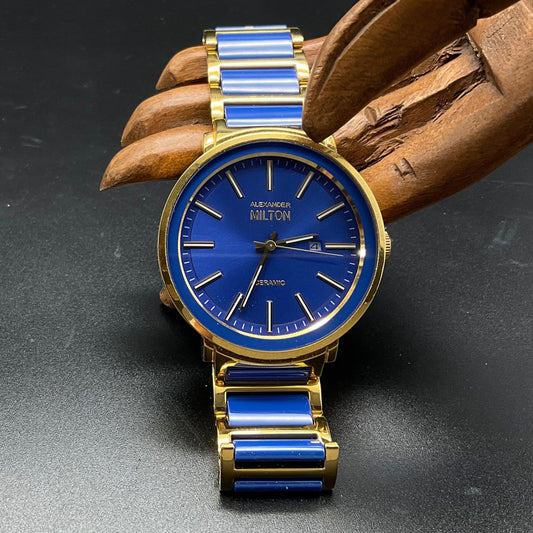 Gold-blaue Alexander Milton Uhr