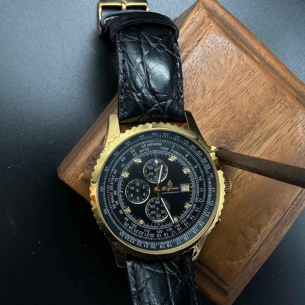 Schwarz-Goldene Burgmeister Uhr BM320-222