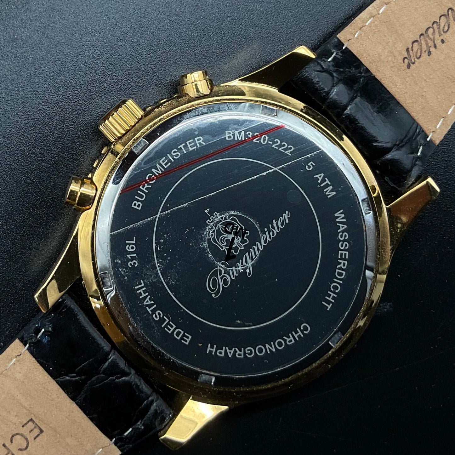 Schwarz-Goldene Burgmeister Uhr BM320-222