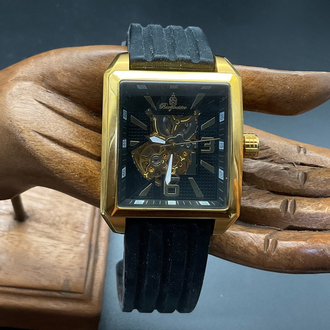 Schwarz-Goldene Burgmeister Uhr BM325-222