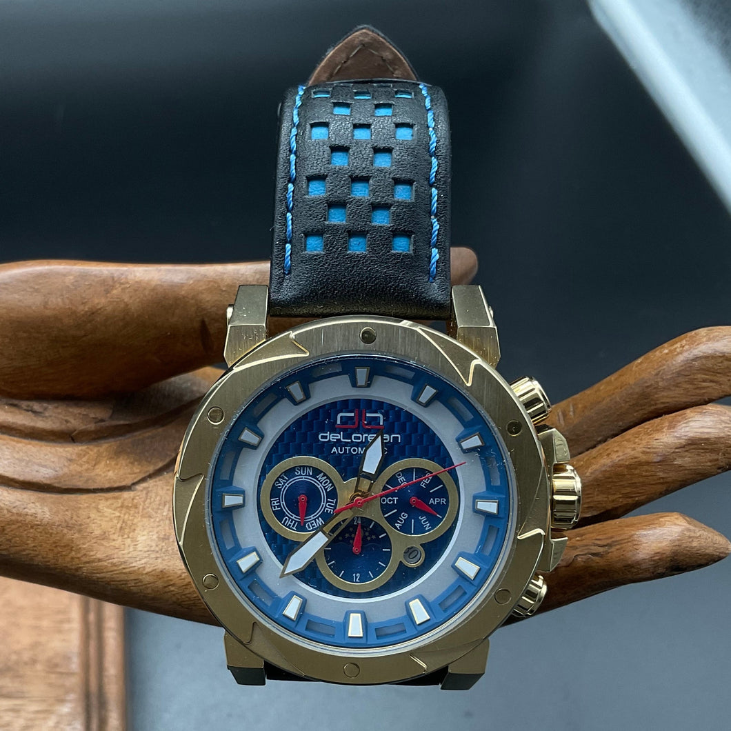 Gold-blaue DeLorean Uhr DL05-1077