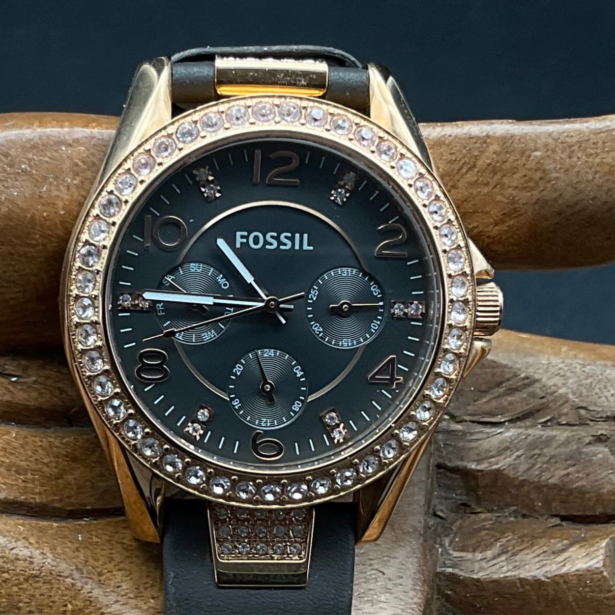 Schwarz-Roségoldene Fossil Uhr