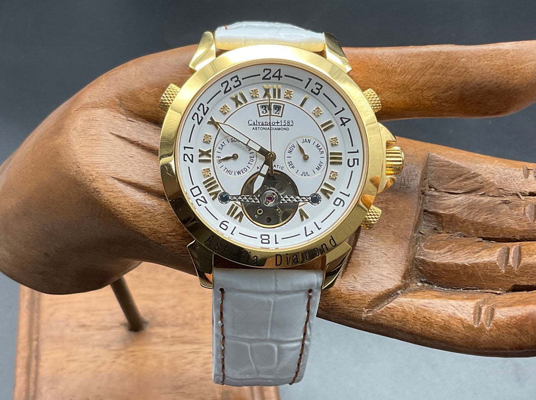 Gold-weiße Calvaneo 1583 Astonia Diamond Uhr, CM-ASGD-10