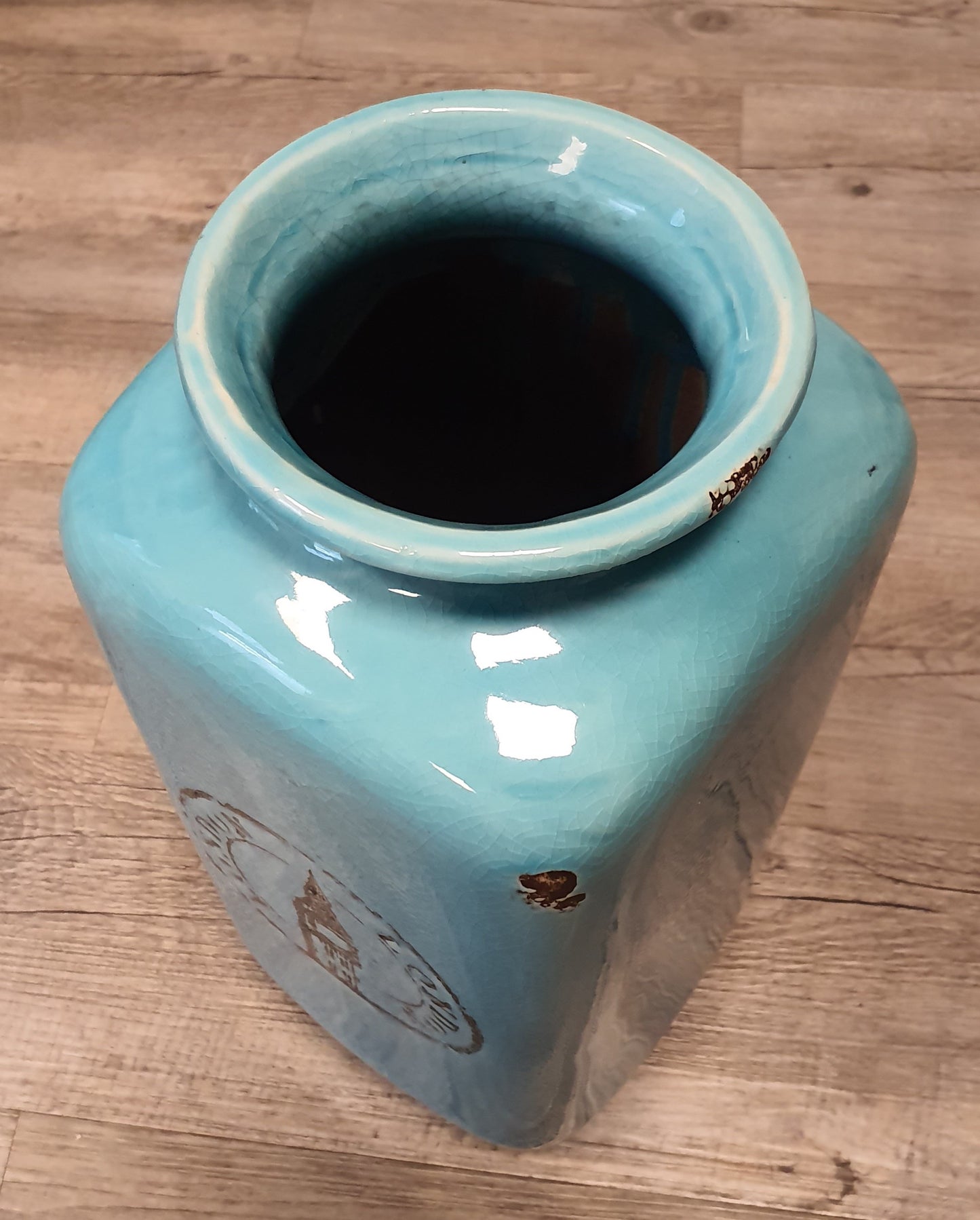 Große blau/türkise Vase mit London Motiv Big Ben