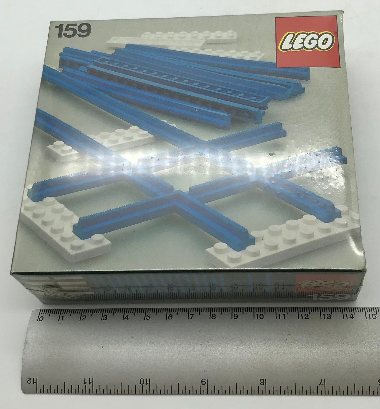 LEGO Eisenbahn Set 159 Kreuzung Schienen Schiene geriffelt blau