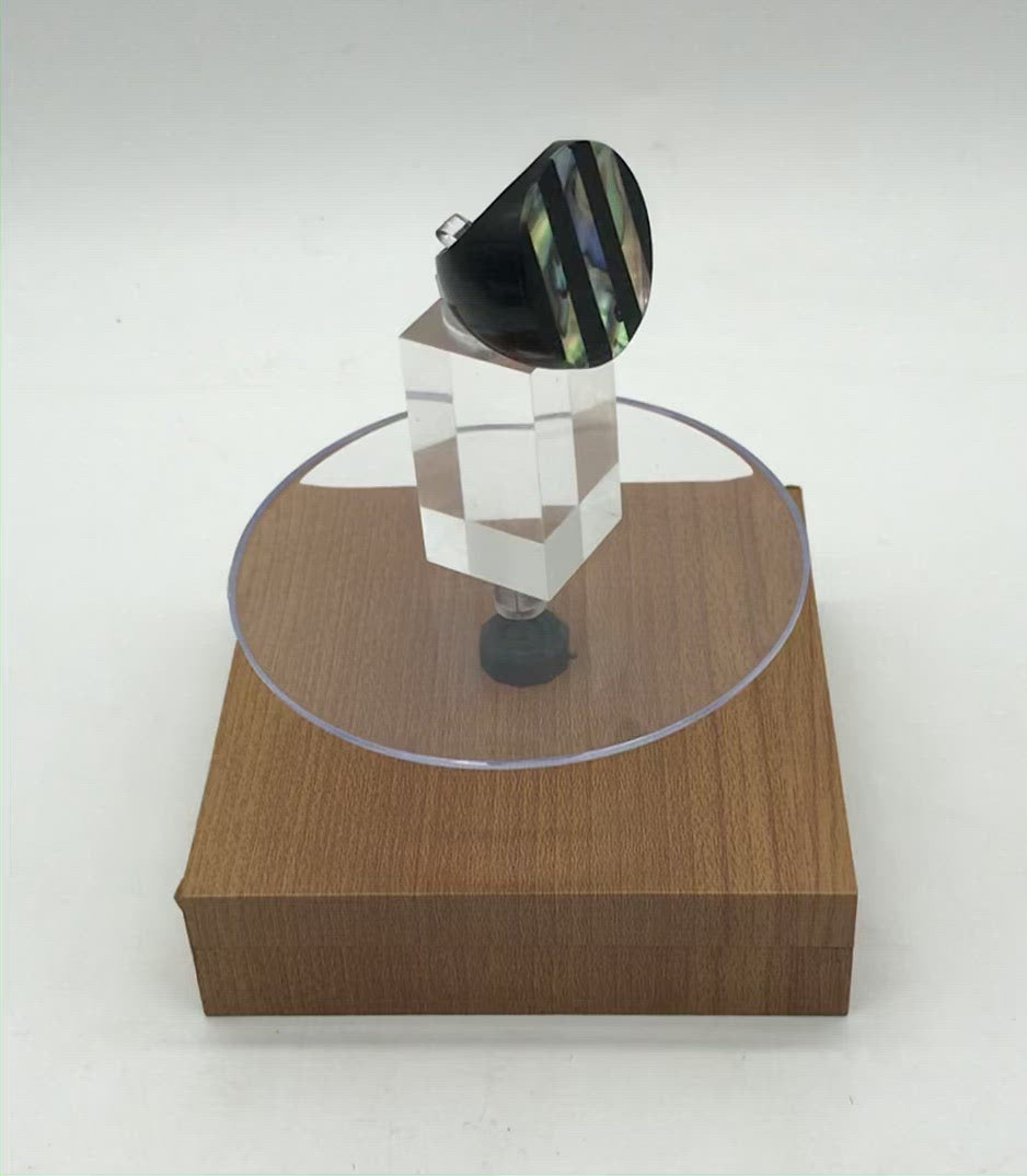 Ring aus Holz - Perlmutt - Handarbeit-gestreift Ringgröße: 17,75 mm