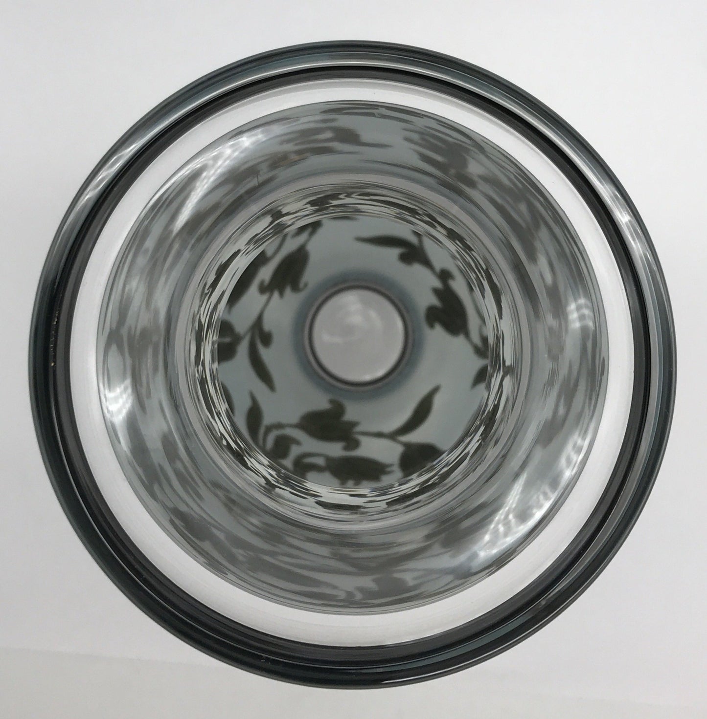 Vase Glas mit handgemaltem Blumenmuster goldfarbend, Verzierung,