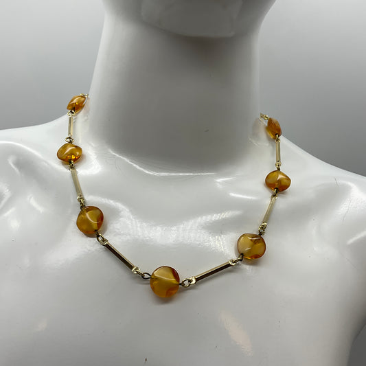 Modeschmuck Kette, Statement Kette, goldfarben mit Steinen