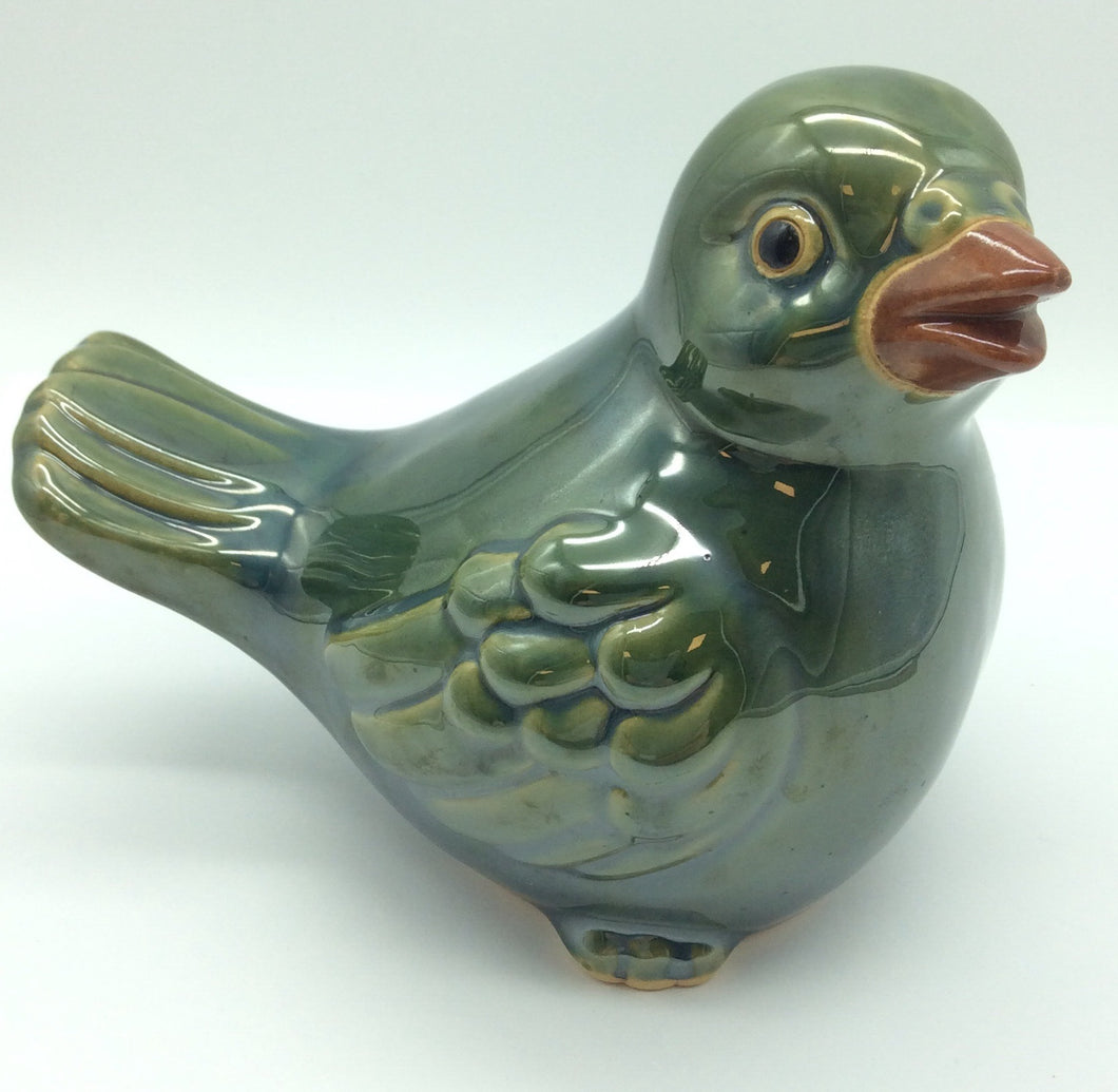 Vogel Grün aus Ton / Keramik, Vogelfigur