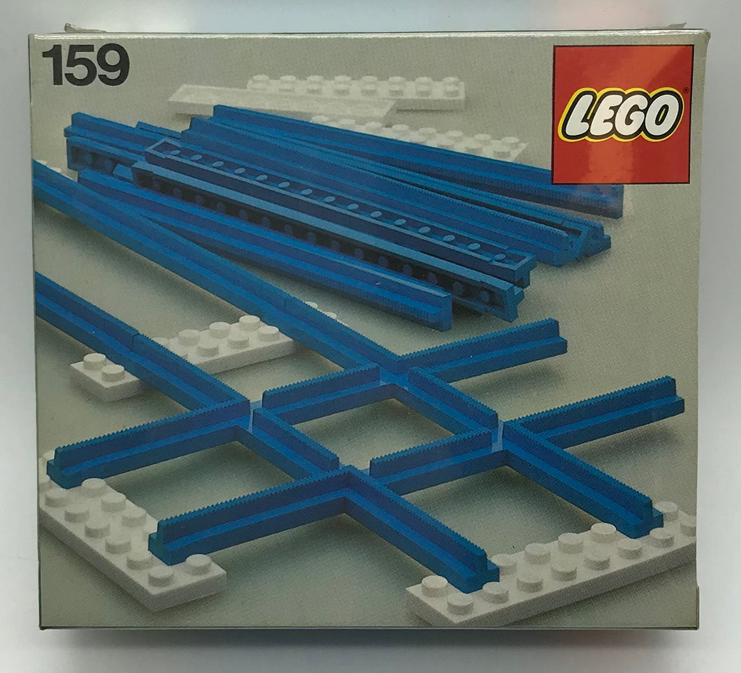 LEGO Eisenbahn Set 159 Kreuzung Schienen Schiene geriffelt blau