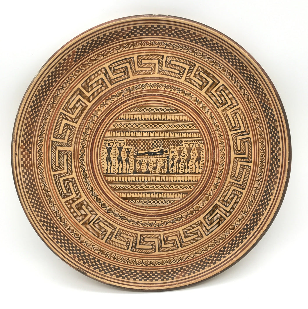 Wandteller Keramik, griechisches Muster, Deko, 28 cm Durchmesser