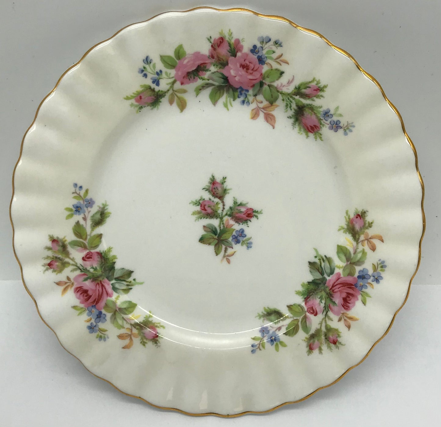 Royal Albert-Porzellan-Bone China-England-Moss Rose, Butterdose, Teller mit Haube