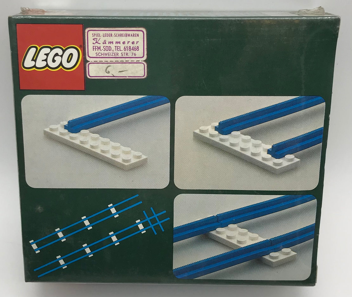 LEGO Eisenbahn Set 159 Kreuzung Schienen Schiene geriffelt blau